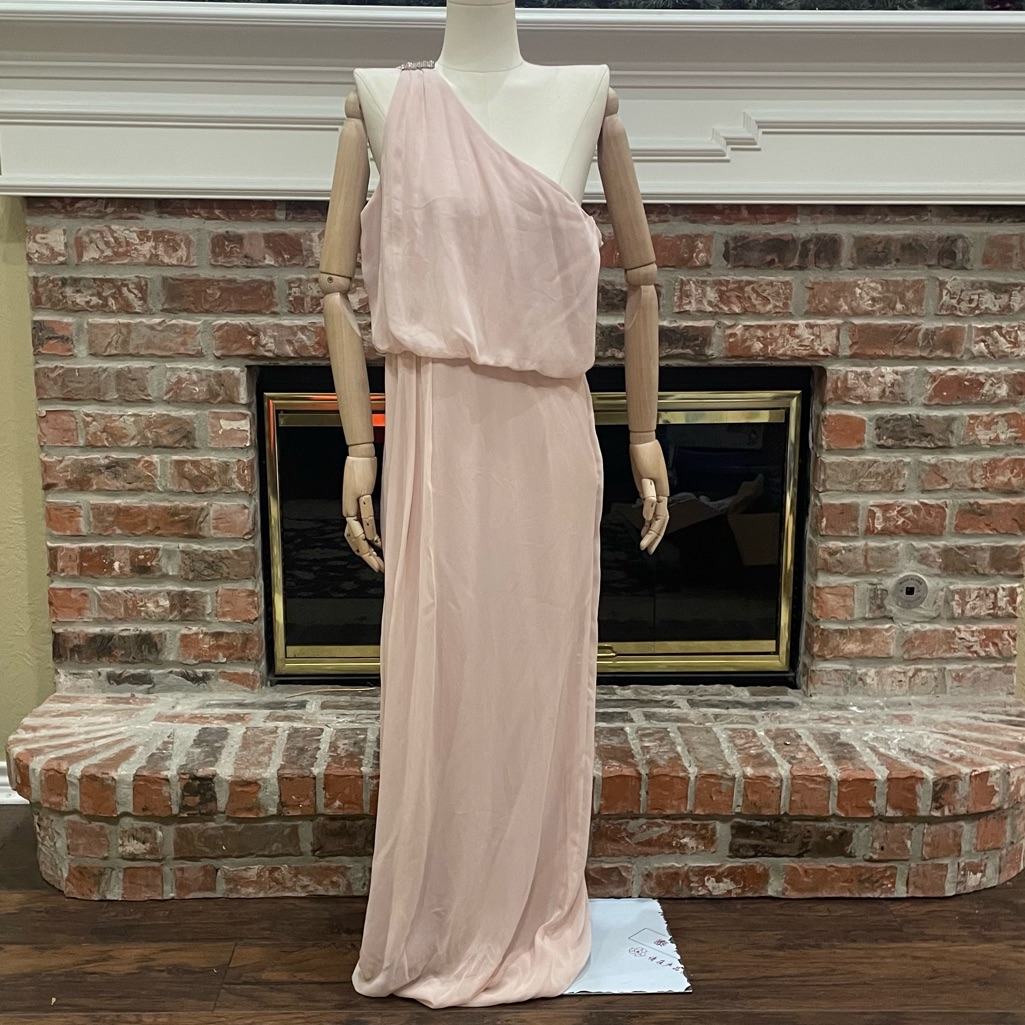 Nwt Adrianna Papell Long Nude/Blush Formal Dress With Silvertone Hardware